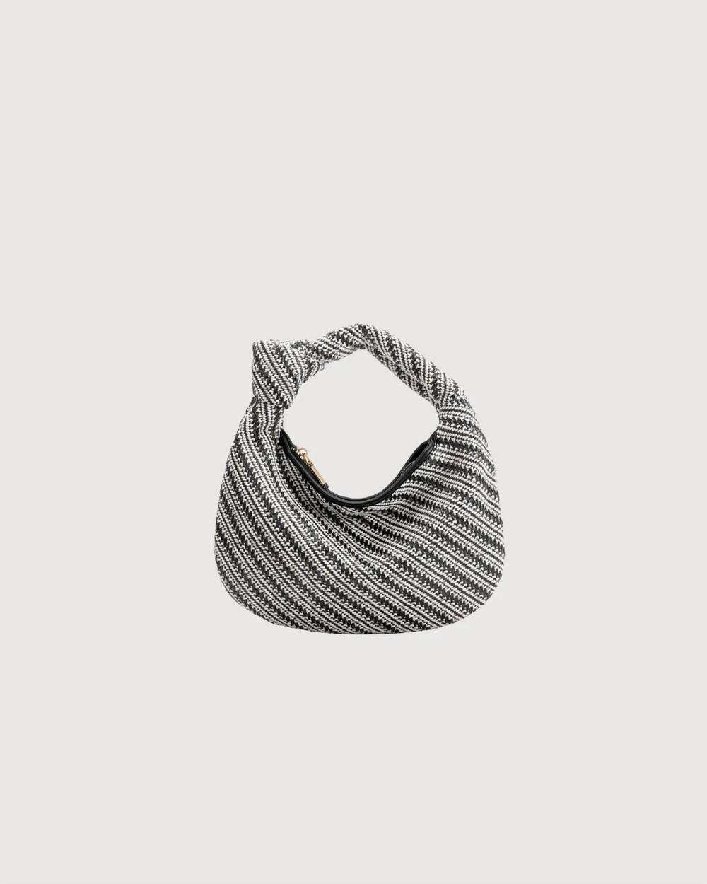 NEW MELIE BIANCO women's mini brigitte raffia hobo bag in obsidian